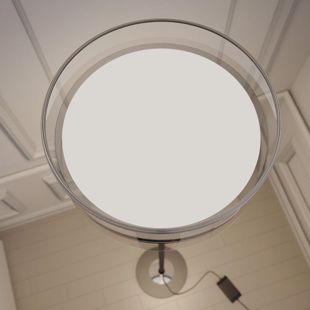 Modern LED Floor Lamp | Glass Disc Shade with Metal Stand