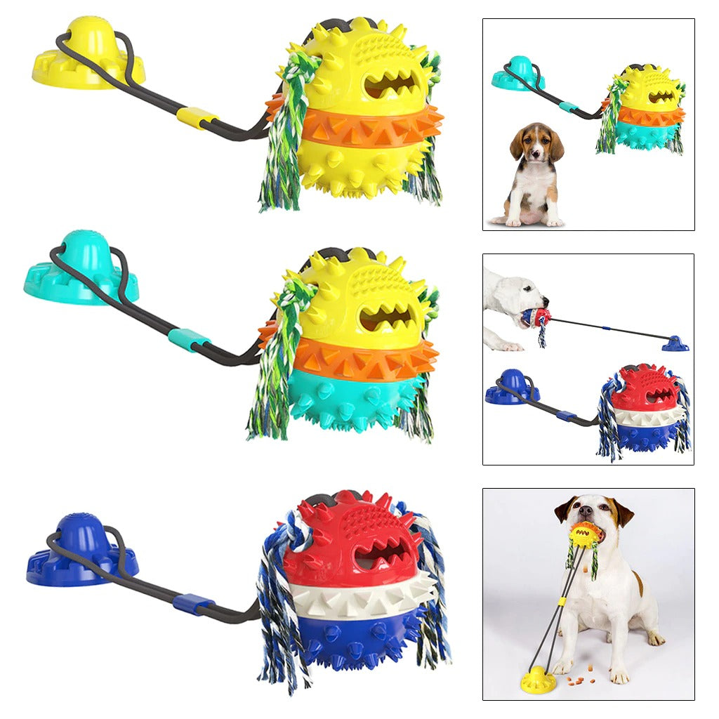 Interactive Dog Toy | Suction Cup Base with Dental Chew Ball
