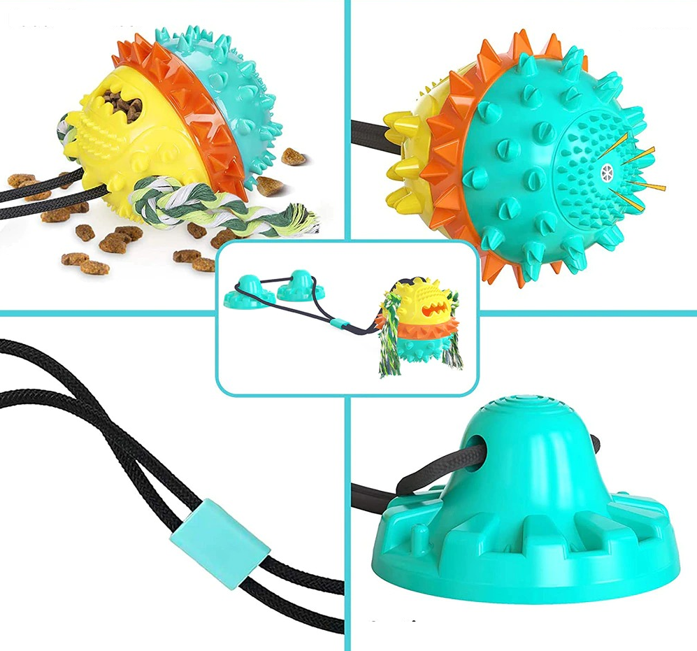 Interactive Dog Toy | Suction Cup Base with Dental Chew Ball