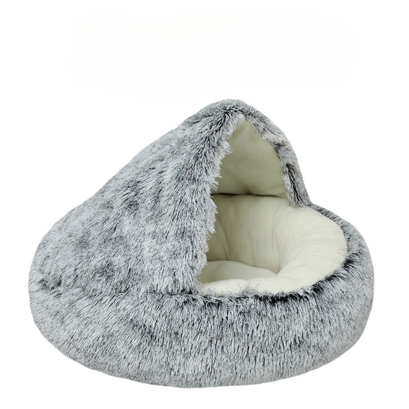Plush Pet Bed | Convertible Round Sleeping Bag Design