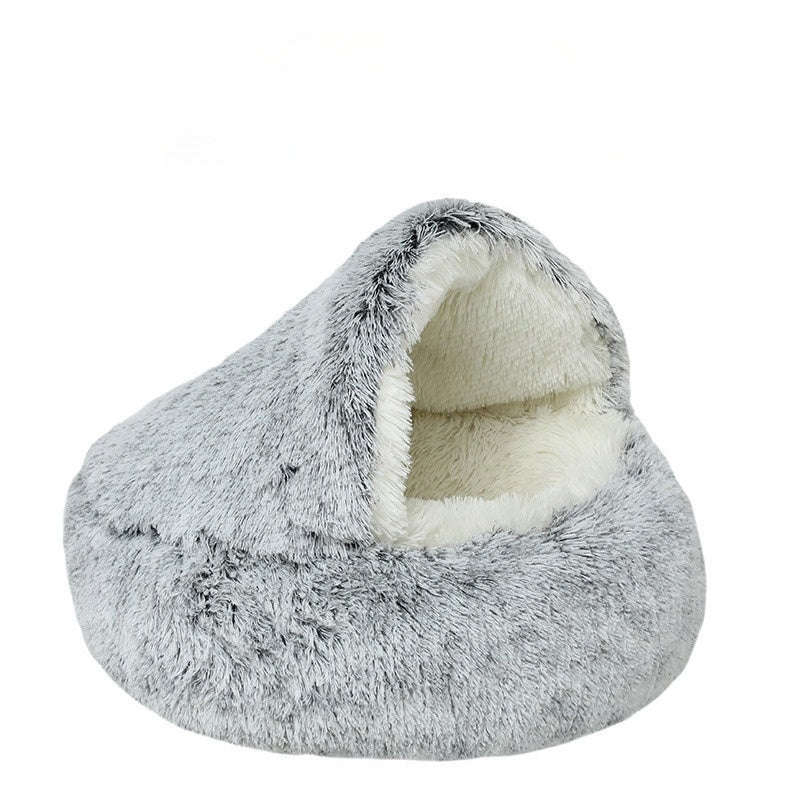 Plush Pet Bed | Convertible Round Sleeping Bag Design