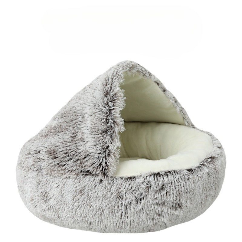 Plush Pet Bed | Convertible Round Sleeping Bag Design
