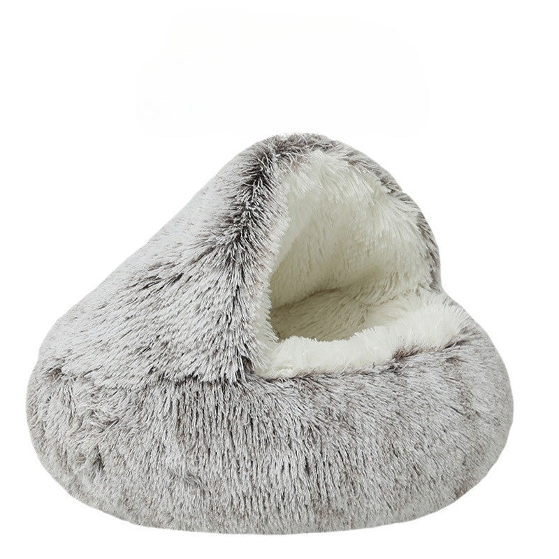 Plush Pet Bed | Convertible Round Sleeping Bag Design