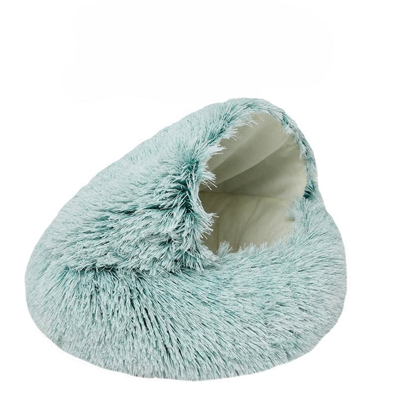 Plush Pet Bed | Convertible Round Sleeping Bag Design