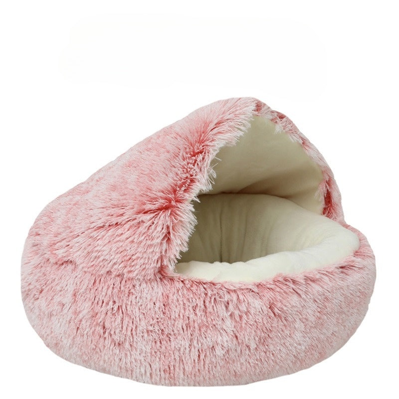Plush Pet Bed | Convertible Round Sleeping Bag Design