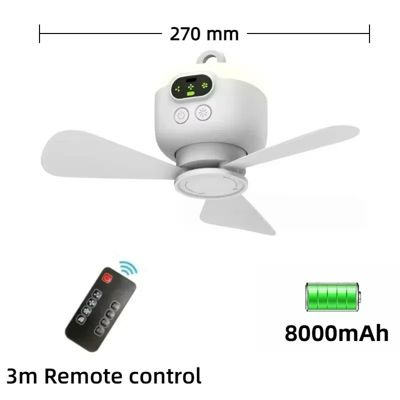 Portable LED Ceiling Fan | USB Rechargeable with Night Light