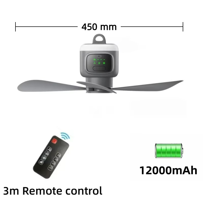 Portable LED Ceiling Fan | USB Rechargeable with Night Light