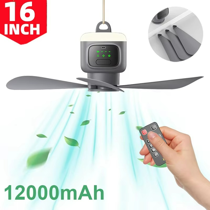 Portable LED Ceiling Fan | USB Rechargeable with Night Light