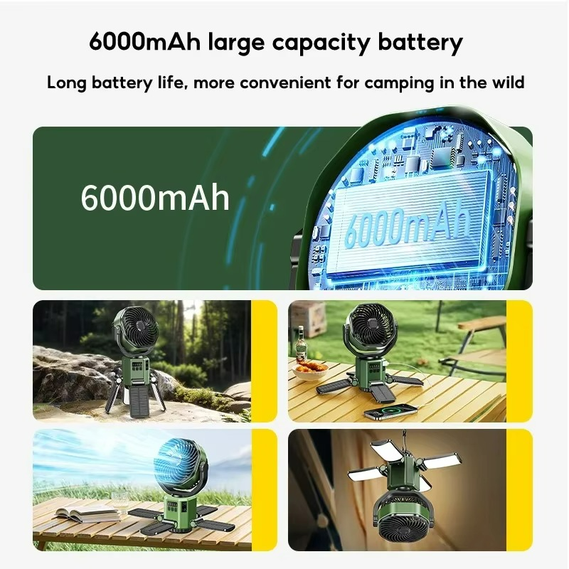 Portable Camping Fan | Solar-Powered LED Cooling System