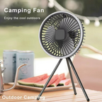 Portable Camping Fan | Rechargeable LED Tripod Design