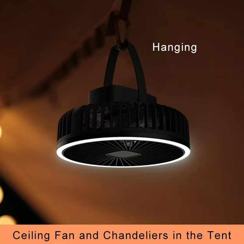Portable Camping Fan | Rechargeable LED Tripod Design