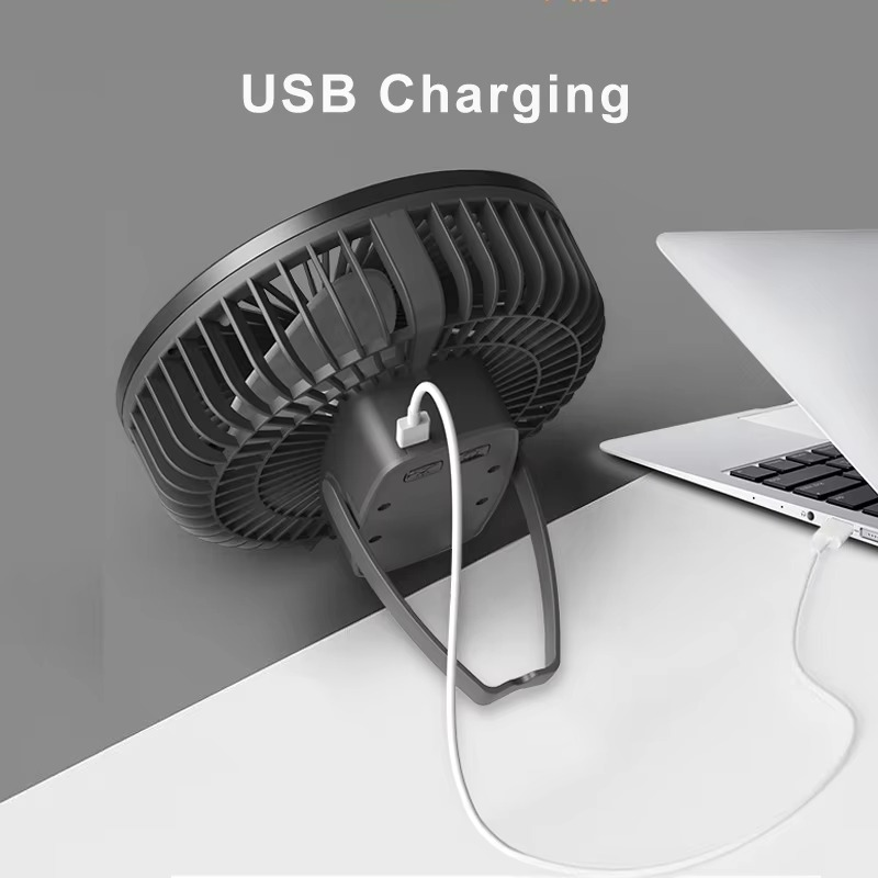 Portable Camping Fan | Rechargeable LED Tripod Design