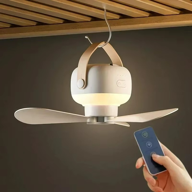 Portable Camping Fan | LED Light & Remote Control