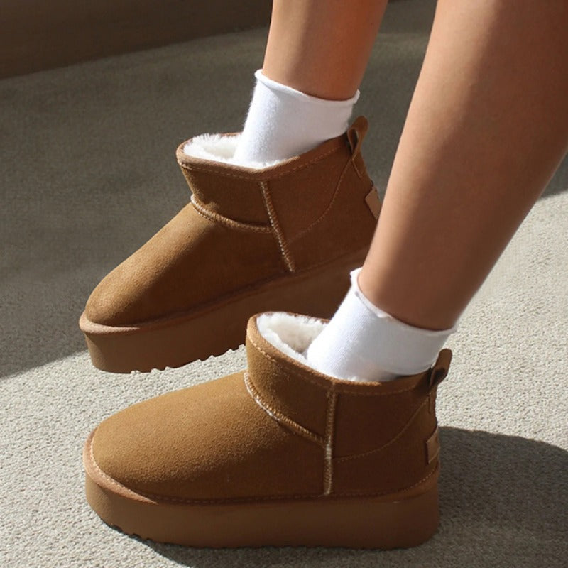 Winter Suede Ankle Boots | Fleece Lined Vegan Design