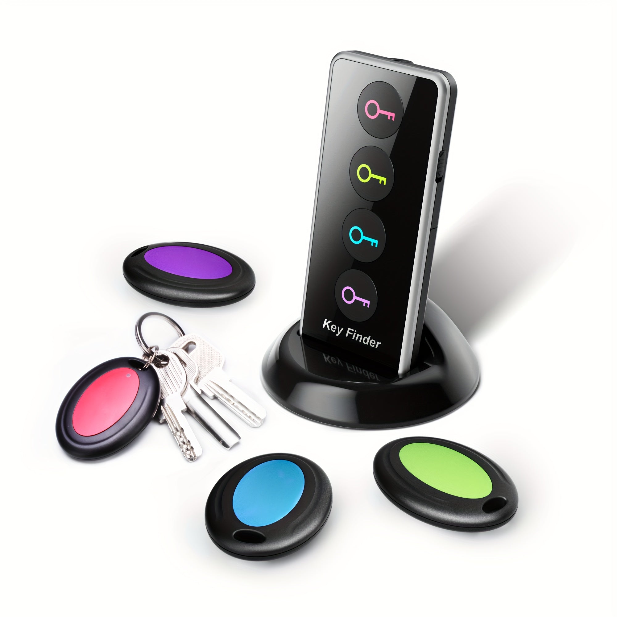 Smart Key Finder Set | 4 Color-Coded Wireless Trackers with LED Alert