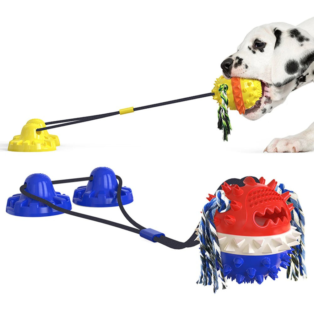 Interactive Dog Toy | Suction Cup Base with Dental Chew Ball