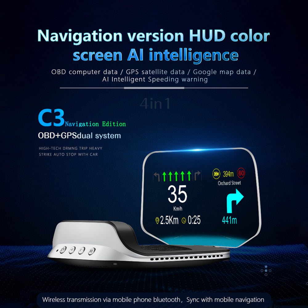 Smart Car HUD Display | GPS Navigation Projector With Speed Monitor