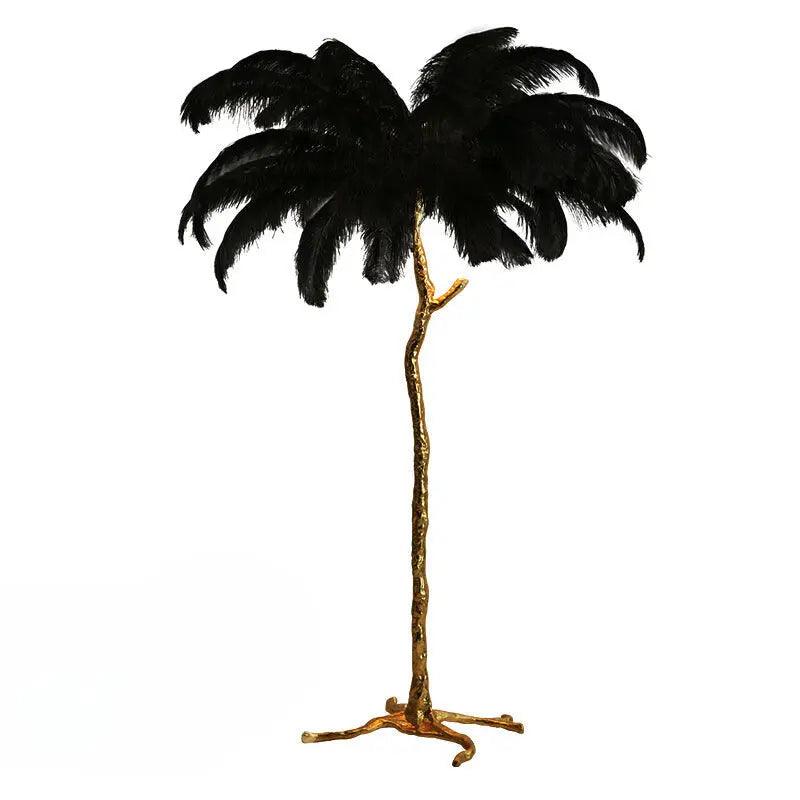 Nordic Feather Floor Lamp | Pink Ostrich Plume Gold Stand