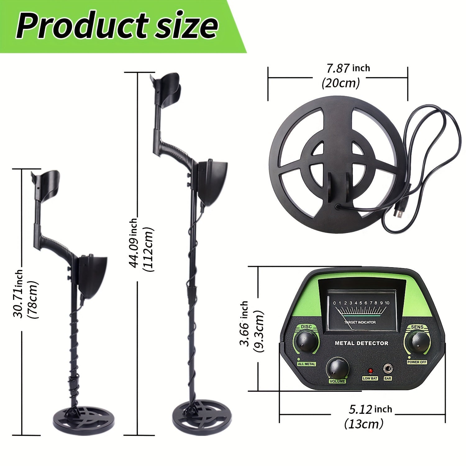 Metal Detector With LCD Display | 20cm Search Coil For Treasure Hunting