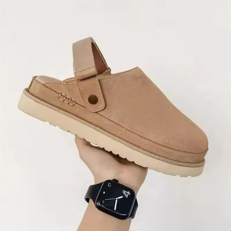 Plush Platform Slippers | Beige Cushioned Indoor Flats