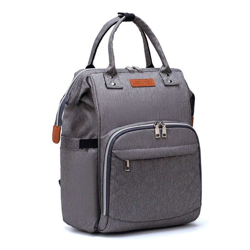 Quilted Diaper Backpack | Insulated Bottle Compartment