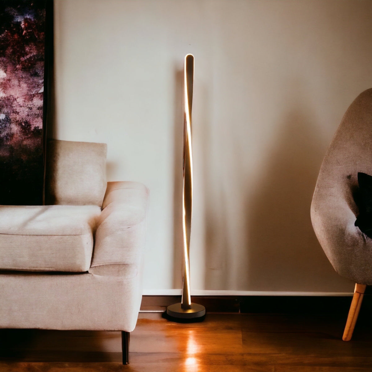 Modern LED Floor Lamp | Twisted Aluminum Design