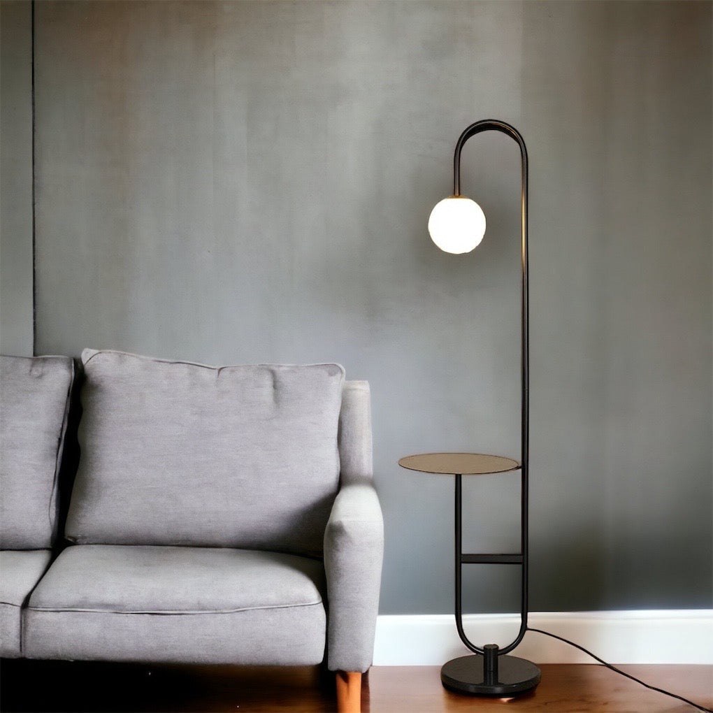 Modern Floor Lamp with Table | Brass and Marble Design