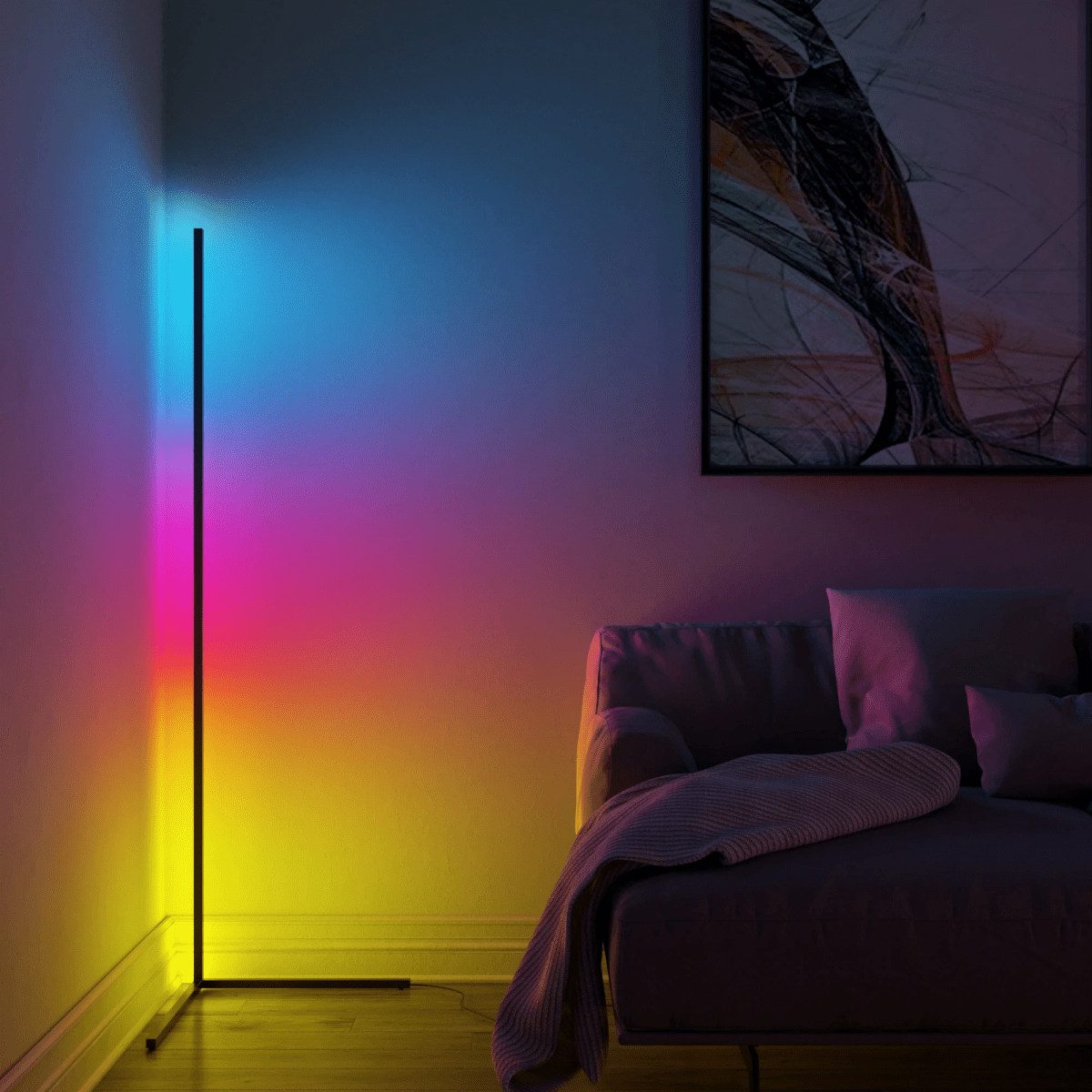 Modern Corner Floor Lamp | RGB Color Changing LED Design