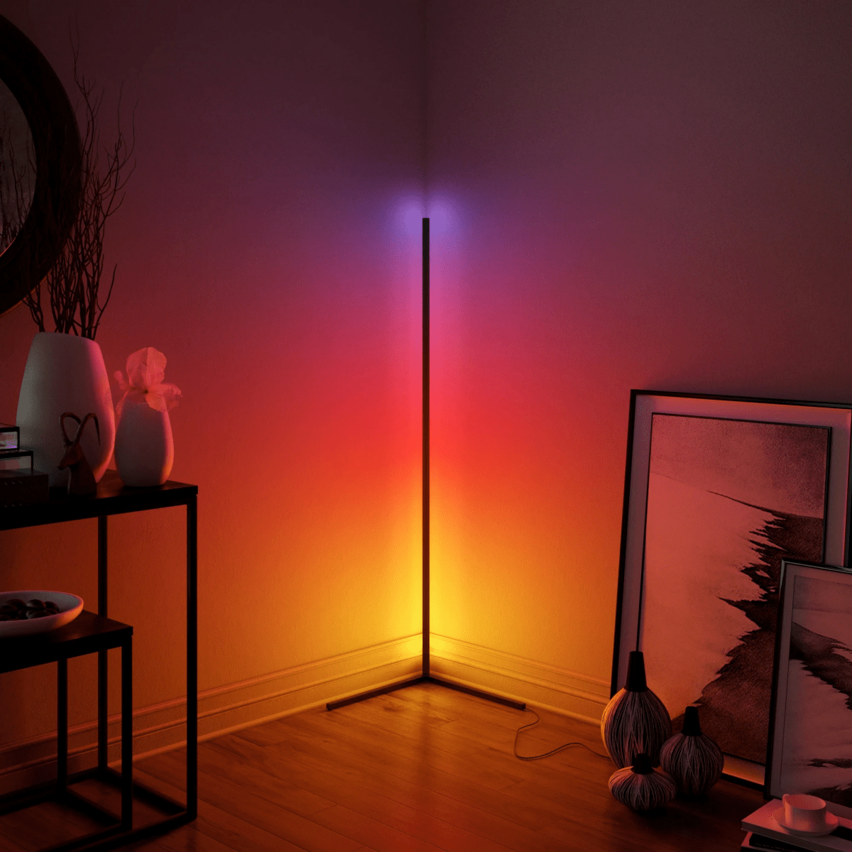 Modern Corner Floor Lamp | RGB Color Changing LED Design