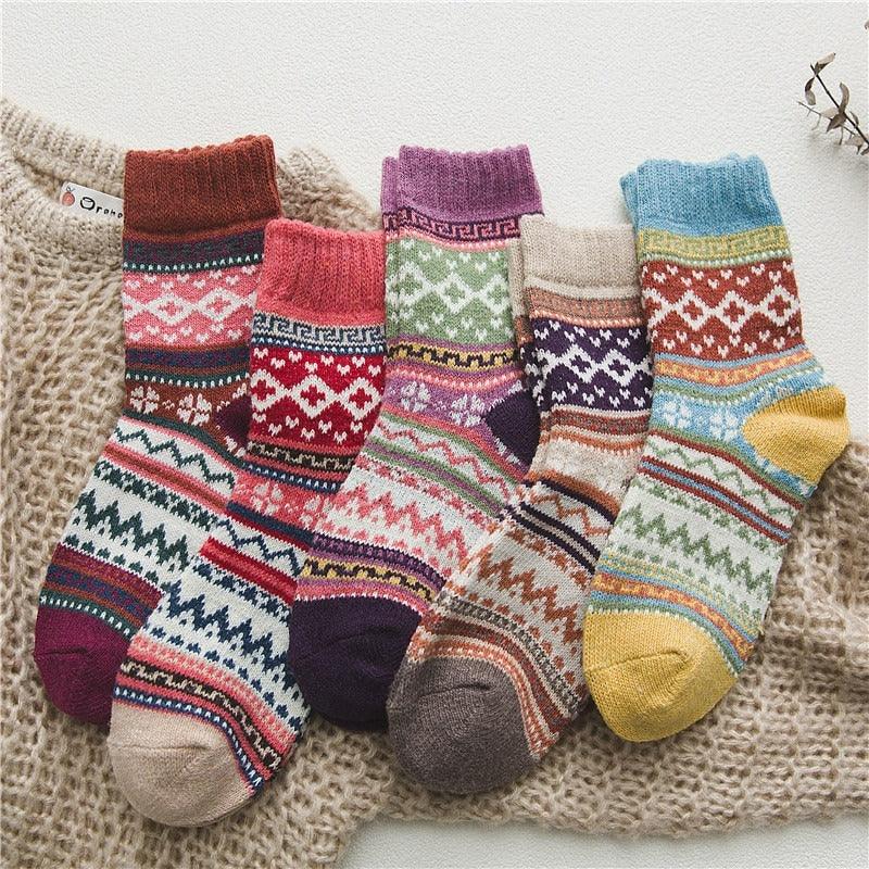 Nordic Winter Socks | Scandinavian Pattern Wool Blend