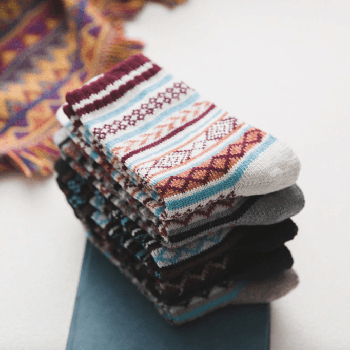 Nordic Winter Socks | Scandinavian Pattern Wool Blend