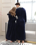 Luxury Plush Bathrobe | Navy Blue with Sherpa Lining