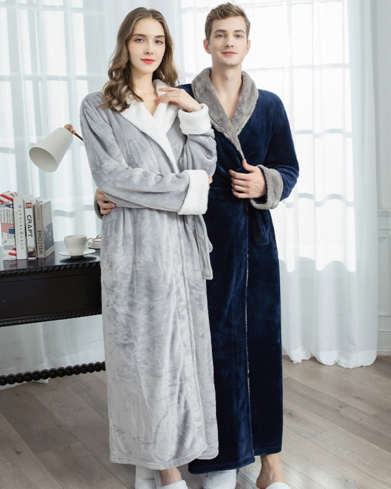 Luxury Fleece Bathrobes | Plush Sherpa Lined Couples Set