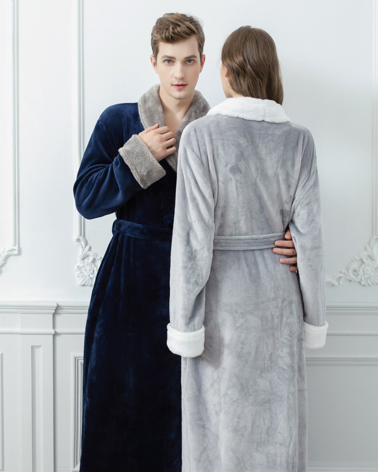Luxury Fleece Bathrobes | Plush Sherpa Lined Couples Set