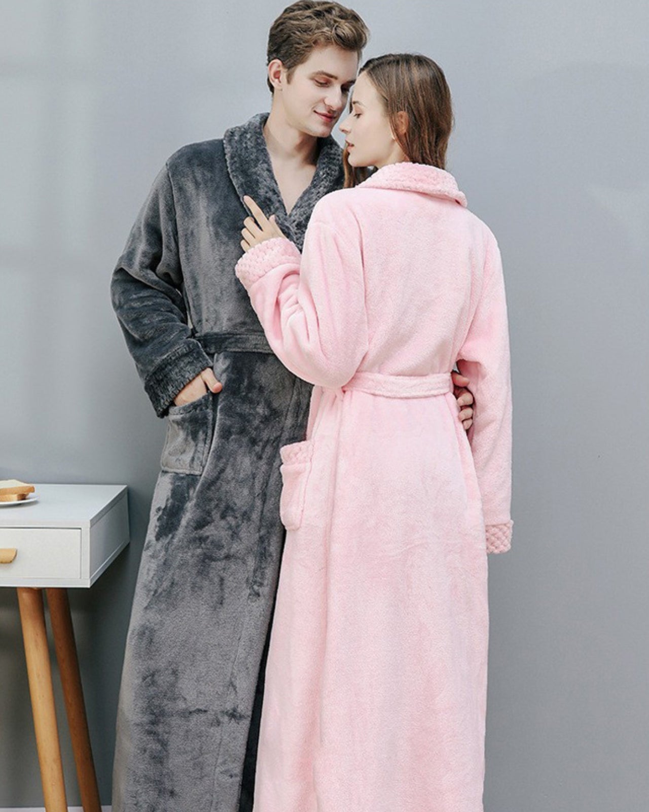 Plush Fleece Bathrobe Set | Quilted Trim Couples Collection