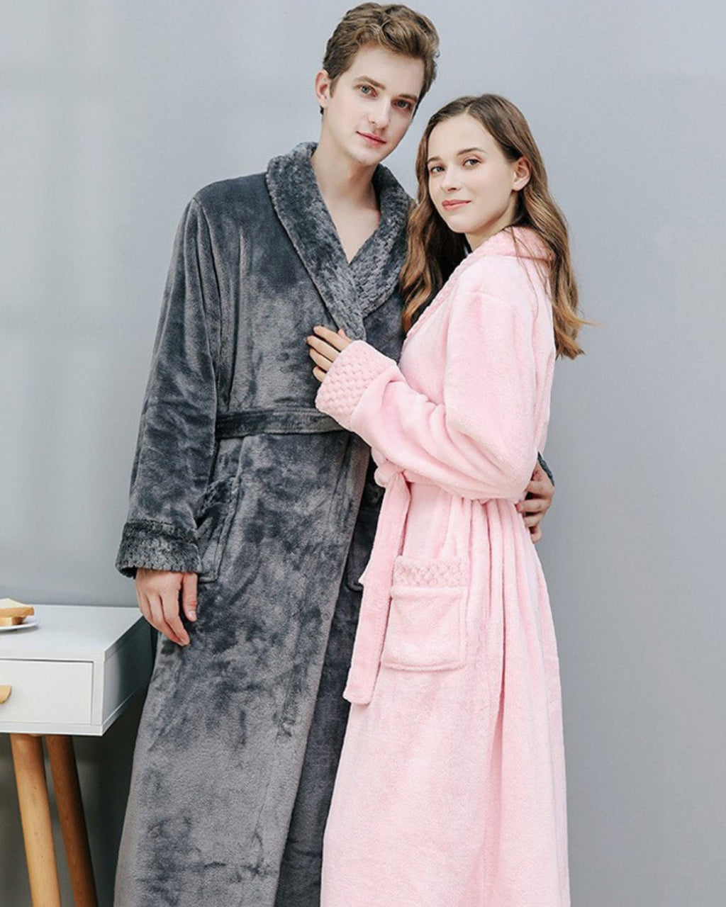 Plush Fleece Bathrobe Set | Quilted Trim Couples Collection