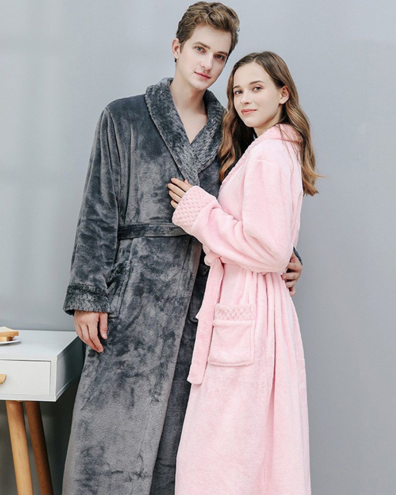 Plush Fleece Bathrobe Set | Quilted Trim Couples Collection