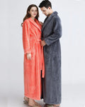 Luxury Fleece Bathrobes | Matching Couples Coral & Gray Set