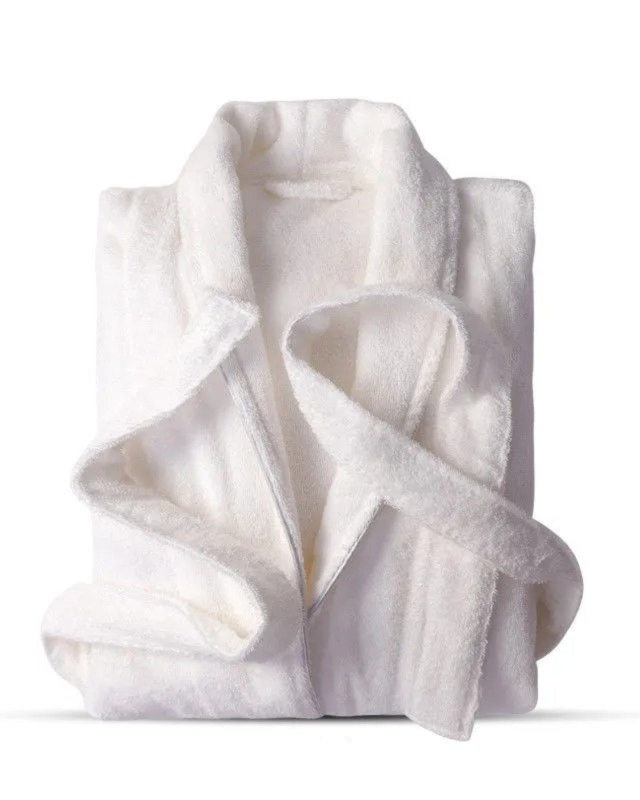 Plush Cotton Bathrobe | Classic White Shawl Collar Design