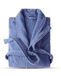 Plush Cotton Bathrobe | Solid Blue Terry Cloth