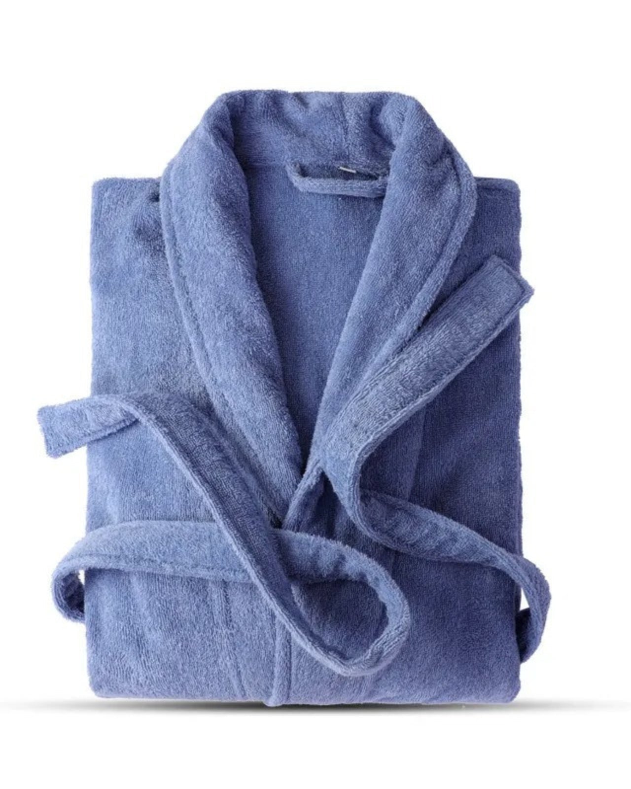 Plush Cotton Bathrobe | Solid Blue Terry Cloth