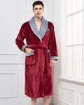 Luxury Men's Bathrobe | Burgundy Velvet With Grey Lapel