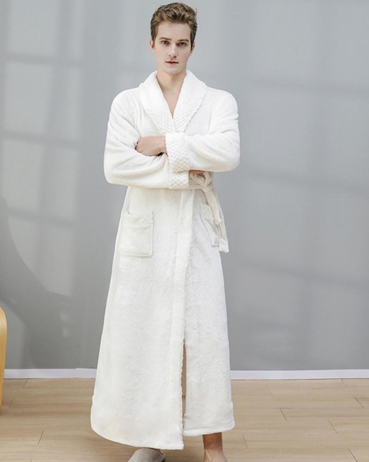 Luxury Men's Bathrobe | Plush Shawl Collar Fleece Robe