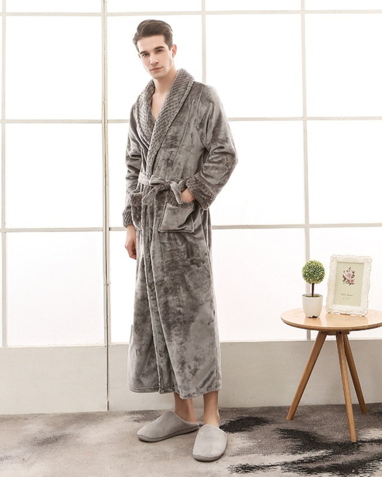 Plush Men's Bathrobe | Premium Fleece Shawl Collar Kimono