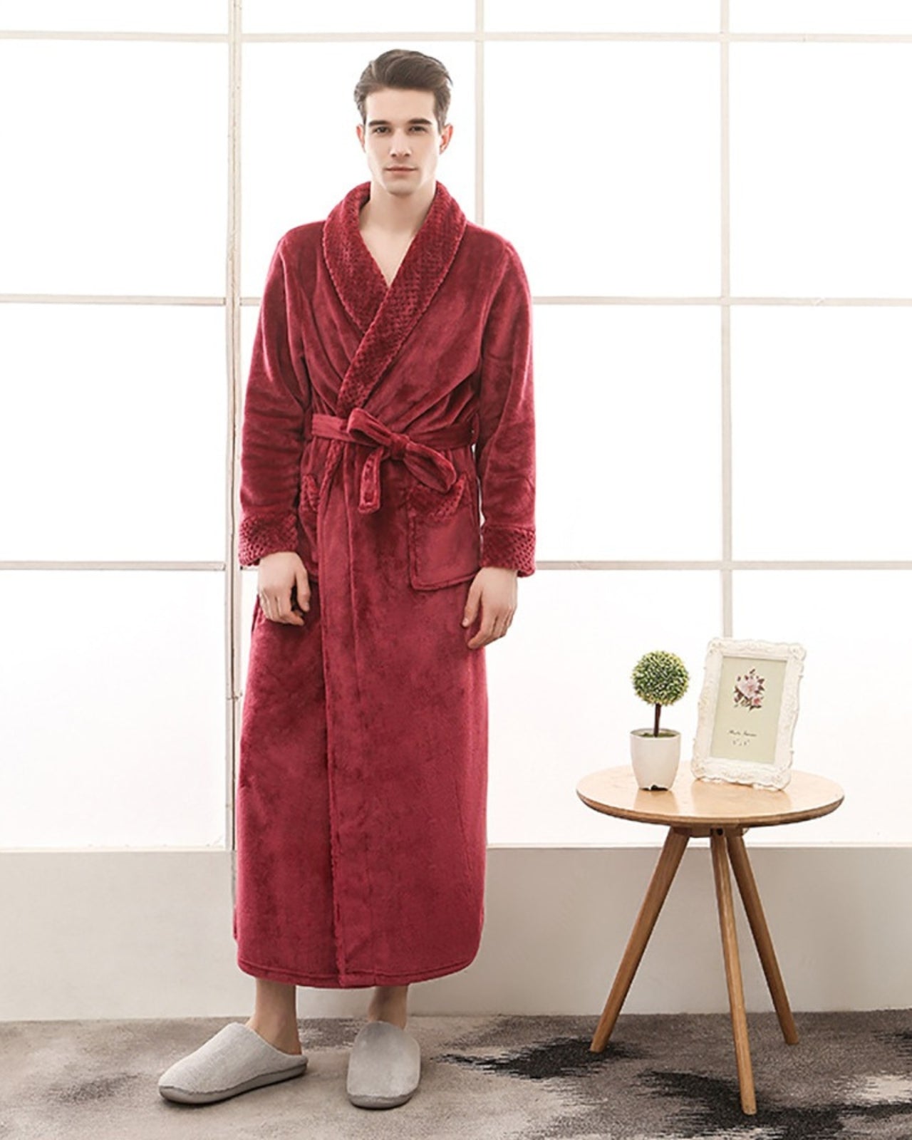 Luxury Fleece Bathrobe | Full Length Shawl Collar Design