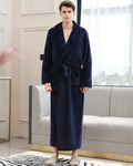 Luxury Men's Bathrobe | Navy Blue Plush Fleece Full Length