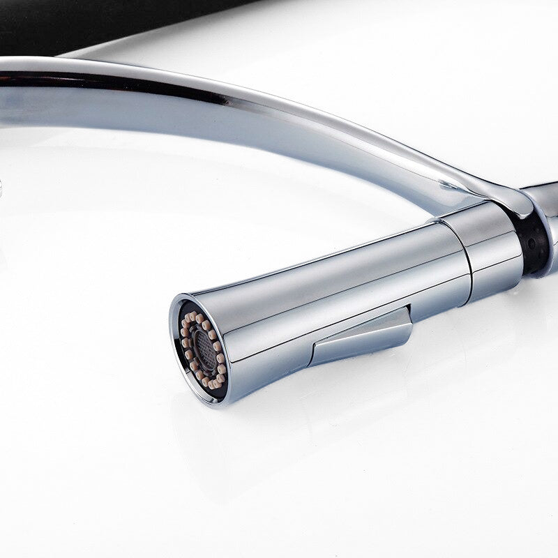 Modern Pull-Down Kitchen Faucet | Chrome Gooseneck Design