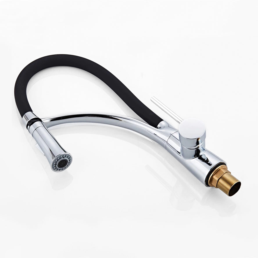 Modern Pull-Down Kitchen Faucet | Chrome Gooseneck Design
