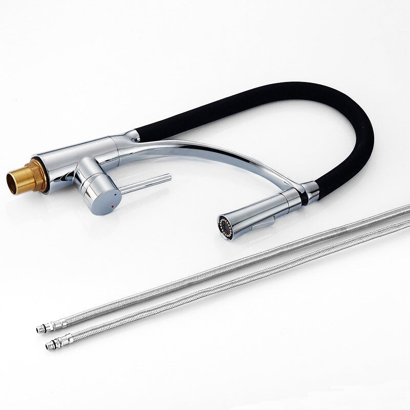 Modern Pull-Down Kitchen Faucet | Chrome Gooseneck Design