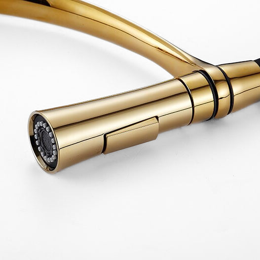 Modern Kitchen Faucet | Gold Pull-Down Spray Head